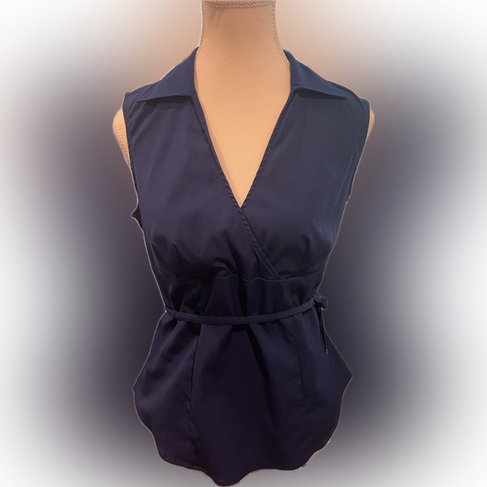 Express Blue Womens Business Casual V Neck Sleeveless Top Size Medium